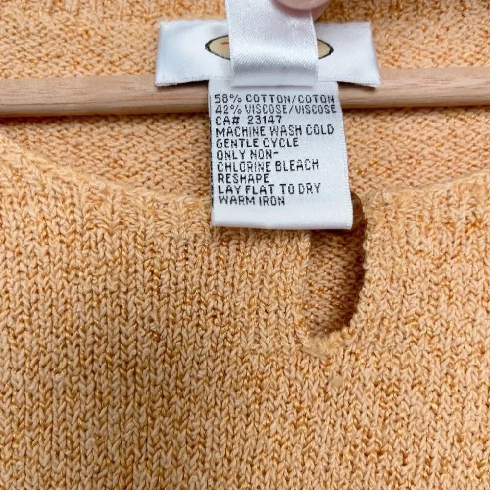Talbots Womens XLarge Textured Keyhole Cotton Orange Knitted Sweater - Picture 12 of 15